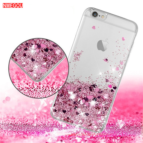 Clear Pink Glitter Protective Phone Case - Fits iPhone 6/7/8/SE