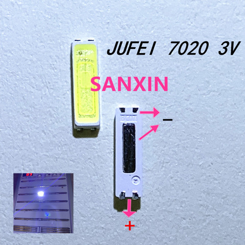 100PCS/Lot Jufei SMD LED 7020 3v 0.7W 240mA Cool white 10000-13000K For TV Backlight Application ► Photo 1/2