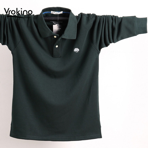 2022 new Men's POLO shirt, men's business casual, cotton, autumn, long sleeves, large size lapel POLO shirt, large size  5XL 6XL ► Photo 1/5