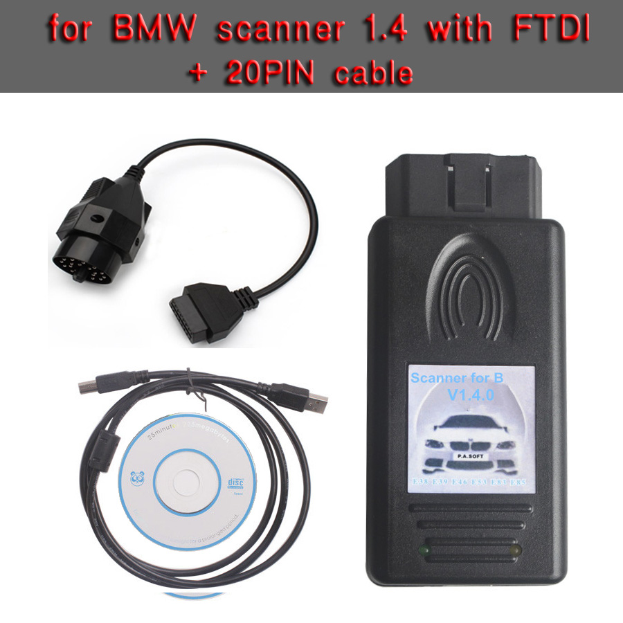 For BMW Scanner 1.4.0 Code Reader Scan Tool OBD 20pin OBDII Ddiagnistic  Adapter Cable E Chassis E38 E39 E46 E52 E53 E83 E85 - Price history &  Review