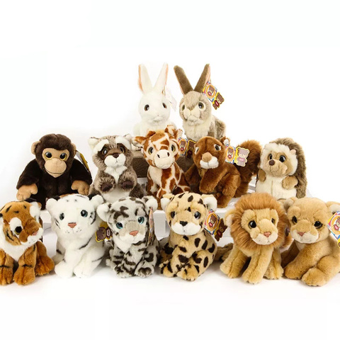 18CM Simulation Wild Animal Plush Toys Kawaii Tiger Lion Leopard Plush Doll Best Raccoon Hedgehog Stuffed Toys For Kids ► Photo 1/6