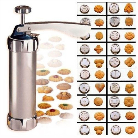 Baking Tools Portable 20 Cookie Molds Kitchen Gadgets Cookie Biscuits Press Machine Metal 1 Set 4 Nozzles Cookies Press Cutter ► Photo 1/6
