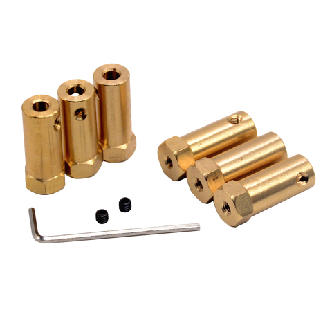 10pc Hexagonal Brass Coupling length 30mm Hex Connector Robot Accessories Shaft 3mm 4mm 5mm 6mm 7mm 8mmYellow Copper Screw Wheel ► Photo 1/6