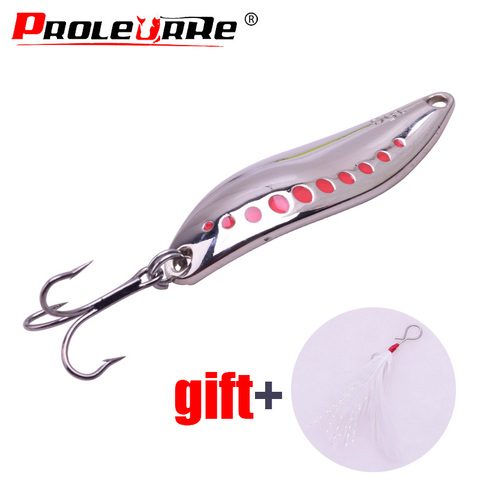 Metal Vib Leech Spinners Spoon Lures 10g 15g 20g Artificial Bait With Feather Hook Night Fishing Tackle for Bass Pike Perch ► Photo 1/6