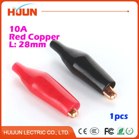 1pcs 10A 28mm Mini Red Copper Alligator Clip Cable Wire Battery Crocodile Clips Electrical Clamp Tester Probe Car Double-ended ► Photo 1/5