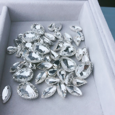 wedding decoration silver gold waterdrop gemstone glass beads,50pcs/lot,high quality 10mm crystal rhinestones,DIY jewelry bead ► Photo 1/6