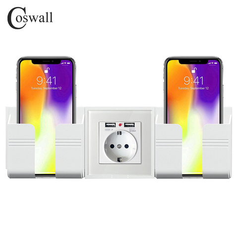 Coswall Wall Socket Phone Holder Smartphone Accessories Stand Support For Mobile Phone Apple Samsung Huawei Two Phone Holder ► Photo 1/6