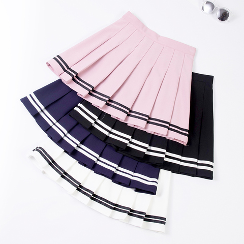 XS-XXL High Waist Women's Skirts Striped Pleated Skirt Elastic Waist Female Skirts Sweet Mini Skirts Dance Skirt Plaid Skirt y2k ► Photo 1/6