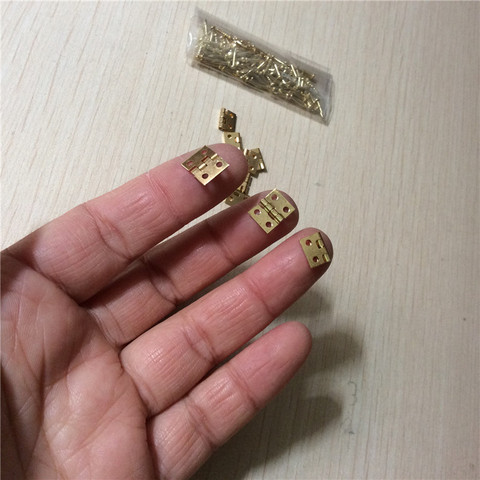 10Pcs 10*8mm Brass Mini Hinge Decor Door Hinges Wooden Gift Jewelry Box Hinge Fittings for Furniture Hardware+Nail ► Photo 1/6