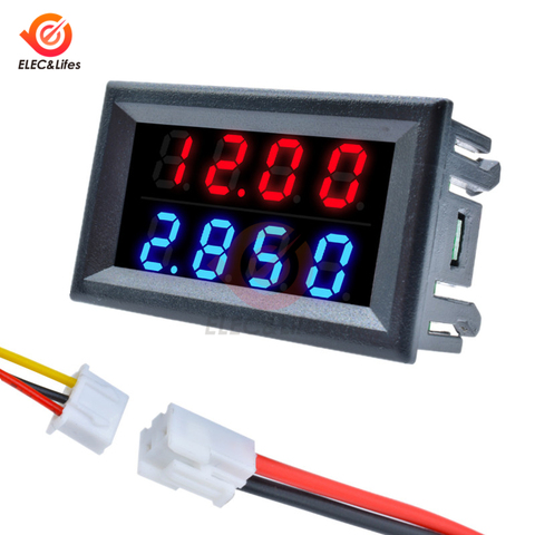 Mini Digital Voltmeter Ammeter DC 200V 100V 10A 4-Bit 5 Wires Precision Voltage Current Meter Test Power Supply Dual LED Display ► Photo 1/6