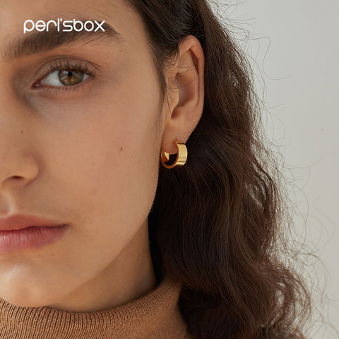 Peri'sBox Gold Sliver Color Metal Small Hoop Earrings for Women Modern Piercing Huggies Earrings Minimalist Round Earrings 1.8cm ► Photo 1/6