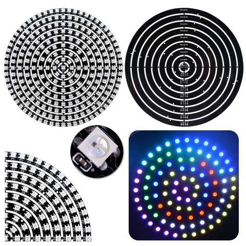 WS2812B SK6812 RGB RGBW Ring 93 241 Leds Ring 5050 RGB+Warm White/RGB+White LED Ring Light with Integrated Driver Black PCB DC5V ► Photo 1/6