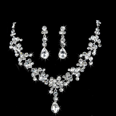 Shining Bridal Jewelry Sets for Women Jewelery Costume Acessories Necklace Earrings with Stones Jewellery Sets 11.11 Sale ► Photo 1/6