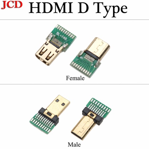JCD Gold Plating HDMI D type male plug Micro HDMI Jack With PCB Board / Female PCB Board HDMI D Type Connector Test Board ► Photo 1/1