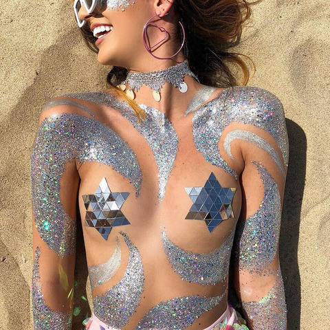 Metallic Color Adhesive Breast Nipple Cover Sexy Star Body Stickers Disposable Breast Petals Summer Beach Party Club Stickers ► Photo 1/6
