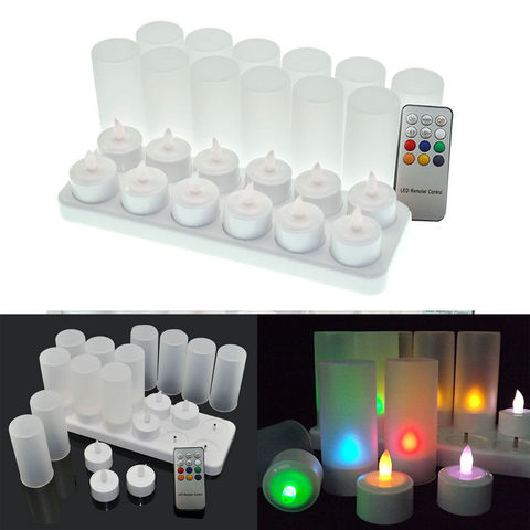 12pcs/set Remote Controll Rechargeable Tea Light LED Candles frosted Flameless TeaLight multi-color Changing candle lamp Party ► Photo 1/6