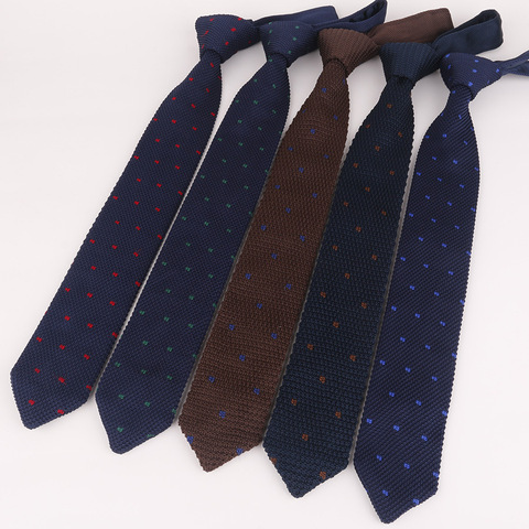 High Quality Multi-Colored  Mens Ties  New 148-6cm Long  Knit Ties Red Blue  Grey Polka Dot Gentlemen Business Necktie Neckwear ► Photo 1/6