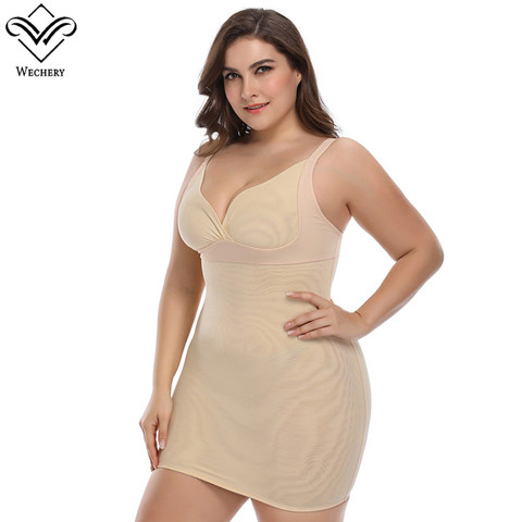 Wechery New Arrival Plus Size Slips Women Sexy Backless V-Neck Slip For Party Club Elastic Full Slips Party Work Dresses ► Photo 1/1