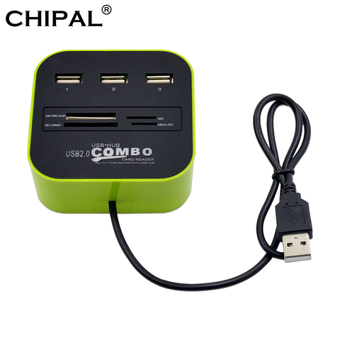 CHIPAL All in 1 Combo Multi-function Mini USB HUB 3 Port USB 2.0 Splitter Adapter TF SD M2 MS MMC Card Reader for Laptop Desktop ► Photo 1/6