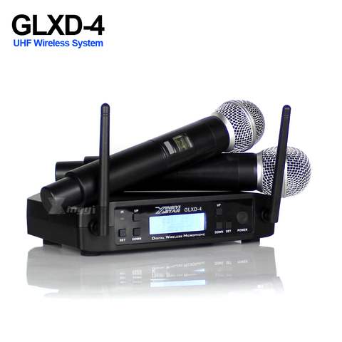 Professional UHF Wireless Microphone Karaoke Handheld Mic SM 58 Micro Dual Channels LCD Receiver GLXD4 For KTV DJ Wedding Party ► Photo 1/1