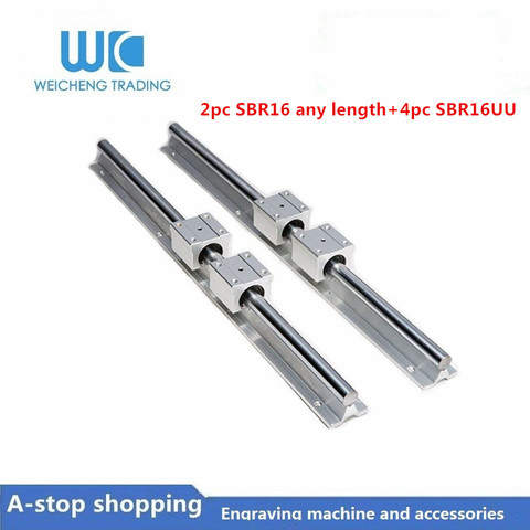 2pc SBR16 width 16mm linear rail any length support round guide rail+4pcs SBR16UU slide block for cnc parts ► Photo 1/4