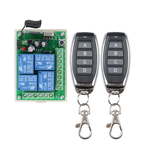 Smart Multiple DC 12V 24V 10A 315/433 MHz 4CH 4 CH Wireless Relay RF Remote Control Switch Receiver+ 4 Button Transmitter ► Photo 1/6