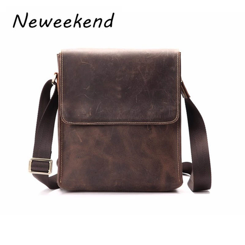 Male Shoulder Bag Genuine Leather Crossbody Bags For Man Retro Messenger Flap iPad Bag Cowhide Crazy Horse Anti-theft Business ► Photo 1/6