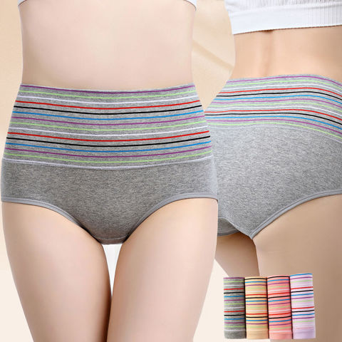 3pcs High Rise Panties For Women Cotton Stripes Print Female Underwear Briefs Sexy Lingerie Ladies Underpants Woman Panties ► Photo 1/6