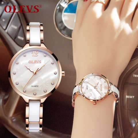 OLEVS Ceramic Dress Women Watch Luxury Rose Gold Ladies Wristwatches Japan Imports Quartz Movement Watches Relogio Feminino New ► Photo 1/6