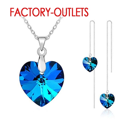 925 Sterling Silver Fashion Jewelry Pendant Necklaces Earrings Set Heart Design Female Party Engagement  Wholesale ► Photo 1/1