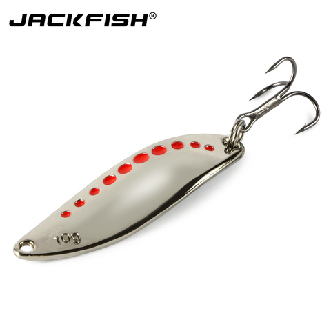 JACKFISH Metal sequins noise fishing bait rotating spoon hard bait with feathers treble hook ► Photo 1/4