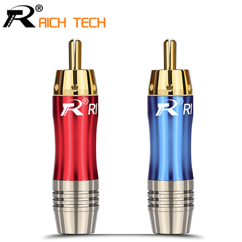 1pair/2pcs  RCA Connector Wire male Plug gold plated audio adapter blue&red pigtail speaker plug for 8MM Cable ► Photo 1/6