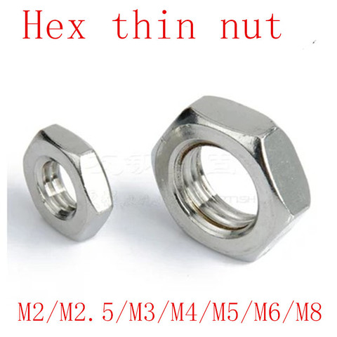 50-10pcs/Lot DIN439 hex thin nut m2 m2.5 M3 M4 M5 M6 M8 304 Stainless Steel Hexagonal Nut Thin Hex Nuts ► Photo 1/1