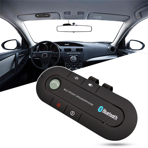Bluetooth Hands free Car Kit Wireless Audio Receiver Speaker Phone MP3 Music Player Sun Visor Clip Multipoint Noise Cancelling ► Photo 1/6