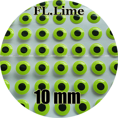 10mm 3D FL.Lime / Wholesale 400 Soft Molded 3D Holographic Fish Eyes, Fly Tying, Jig, Lure Making ► Photo 1/1