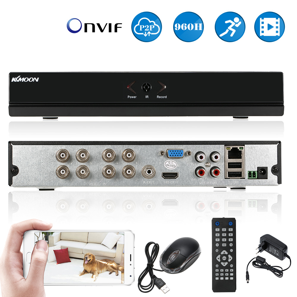 KKmoon 8CH 1080P Hybrid AHD DVR 5-in-1 Network Digital Video Recorder PTZ H.264 