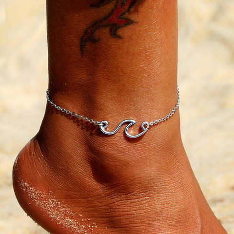Bohemian Vintage Silver Color Wave Leg Chain Ankle Bracelet for Women Fashion Beach Anklet Summer Anklets Foot Jewelry ► Photo 1/6