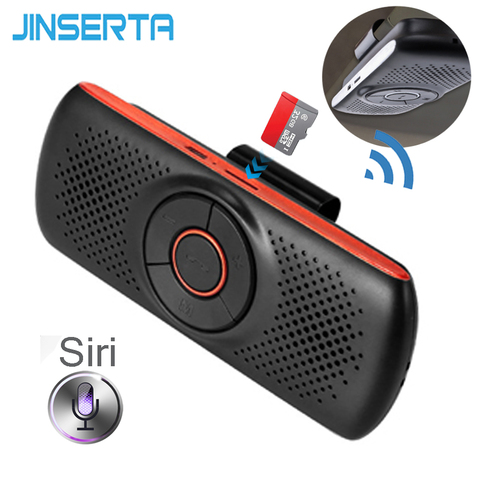 JINSERTA 2022 Bluetooth 4.2 EDR Speakerphone SIRI 3W Speaker Car Handsfree Kit MP3 Player TF Music play Connect 2 Phones ► Photo 1/6