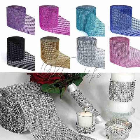 1 Yard x 12cm Wide Multicolor Crystal Diamond Mesh Rhinestone Ribbon for Wedding Party Gift Vase Floral Decoration ► Photo 1/6
