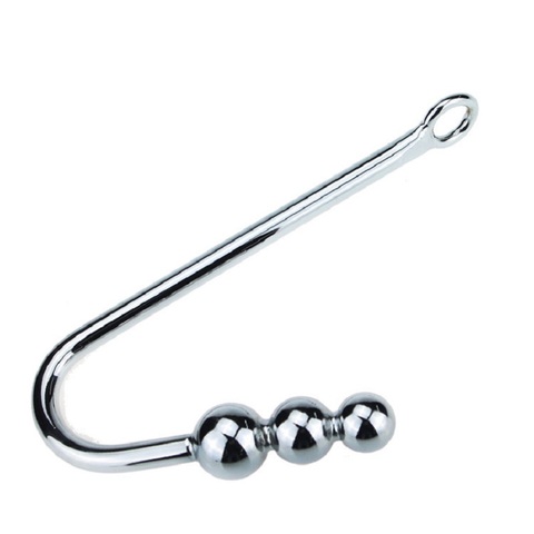 Length 245mm 170g large size stainless steel anal hook with 3 ball metal butt beads Pull ring hole dilator slave BDSM sex toy ► Photo 1/6