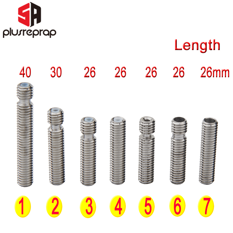 5pcs Stainless Steel M6*26 Throat Pipes for 1.75mm Filament Extruder Makerbot 