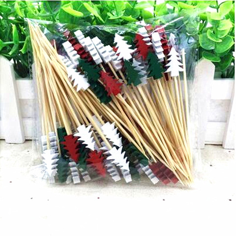 XUNZHE New 12cm 100pcs/bag Disposable Christmas Fruit Fork Creative Cocktail Sign Pastry Decoration Sign / KTV / Party / Bar ► Photo 1/6