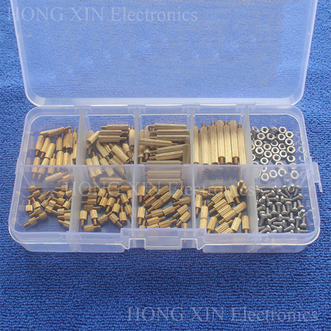 260Pcs/M2 PCB Threaded Brass Male Female Standoff Spacer Board Hex Screws Nut Assortment Box kit set with Plastic Box Hollow ► Photo 1/5