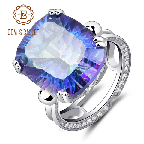 GEM'S BALLET 18.42Ct Natural Rainbow Fire Mystic Topaz Ring Cocktail For Women 925 Sterling Silver Vintage Fashion Jewelry ► Photo 1/1