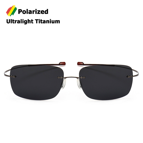 JackJad 2022 Fashion Rimless Square Titanium POLARIZED Sunglasses Men Ultralight Driving Brand Design Sun Glasses Oculos De Sol ► Photo 1/6