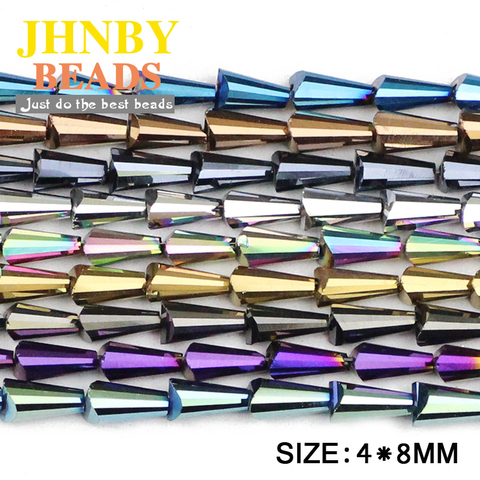 JHNBY Tower shape Austrian crystal beads 4*8mm 70pcs Conical Spire loose beads glass for Jewelry Bracelet Making accessories DIY ► Photo 1/4