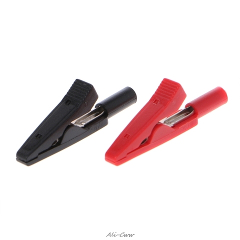 2022 2 Pcs Insulated Alligator Clip 2mm Banana Female Adapter Meter Test Probe Black Red ► Photo 1/6