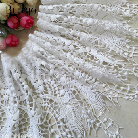 20cm width White and black tassel lace trim hollow water-soluble embroidery lace fabric For DIY Sewing Craft ► Photo 1/3