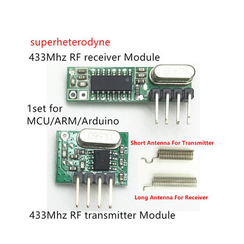 1 set RF module 433 Mhz superheterodyne receiver and transmitter kit with antenna For Arduino uno Diy kits 433mhz Remote control ► Photo 1/6