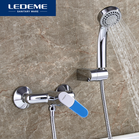 LEDEME Chrome Plated Bath Bathtub Faucets Set Bathtub Mixer Faucet Bath Rain Shower Tap Bathroom Shower Head Brass Faucets L2053 ► Photo 1/6